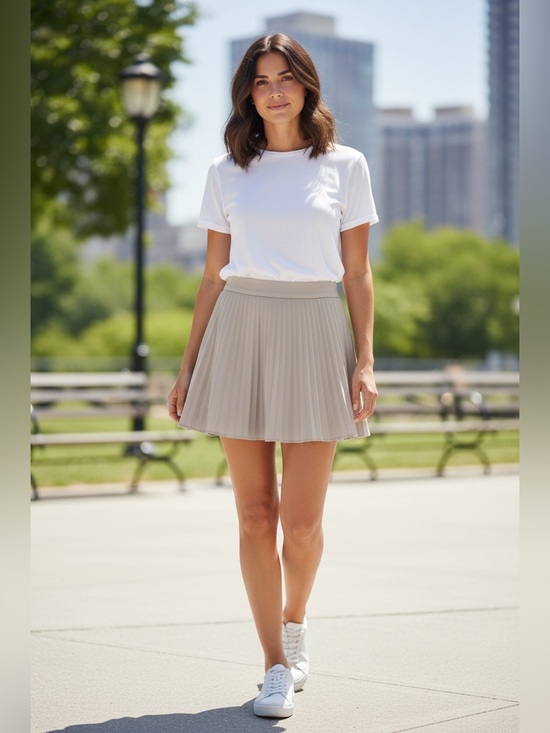 Zara Dresses & Skirts - Zara Pleated Circle Skater Skirt in Light Taupe